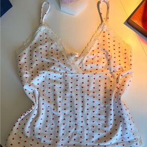 Brandy Melville White Camisole with Red Hearts